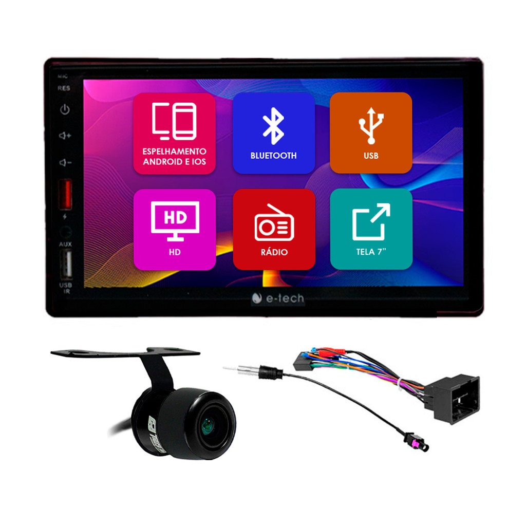Kit Multimidia 7 Pol Cobalt 13 A 15 Onix 12 A 19 Prisma 13 A 16 Prisma Joy 17 18 Spin 13 A 18 Android Auto Carplay Prata