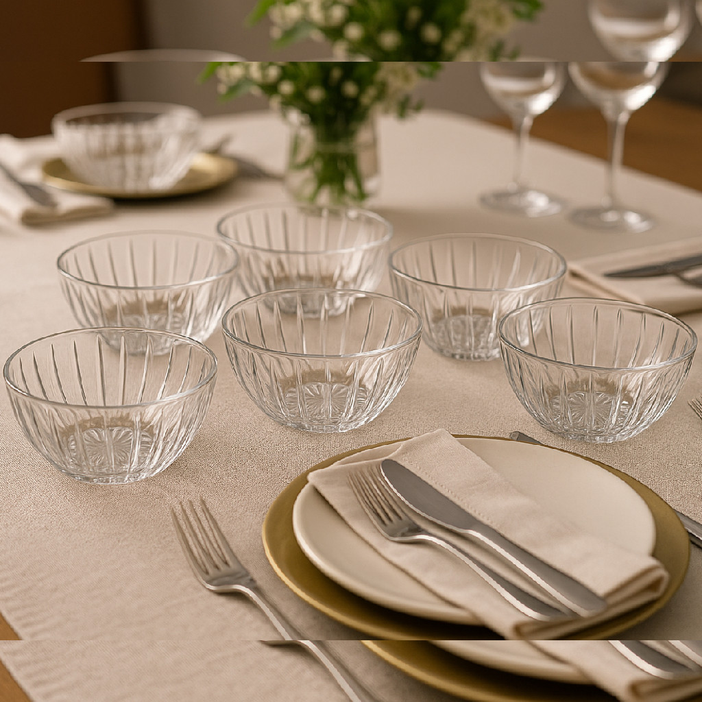 Kit Jogo 6 Bowls Wolff  12,5cm de Cristal Tigelas Cumbuca Sobremesa Requintada Mesa Posta Luxo Petisqueira Amendoim