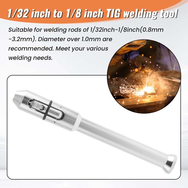 Caneta TIG Alimentador De Dedo Suporte De Haste De Soldagem De 1/32 Polegadas-1/8 Ferramenta-01 Metal Prateado 1 Peça — imagem 2 de 2