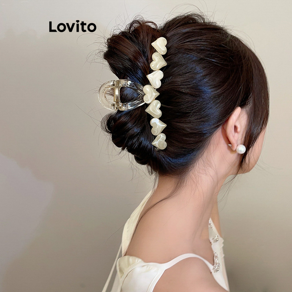 Detalhes do Lovito Presilha Feminina Coração para Cabelo LFA13546