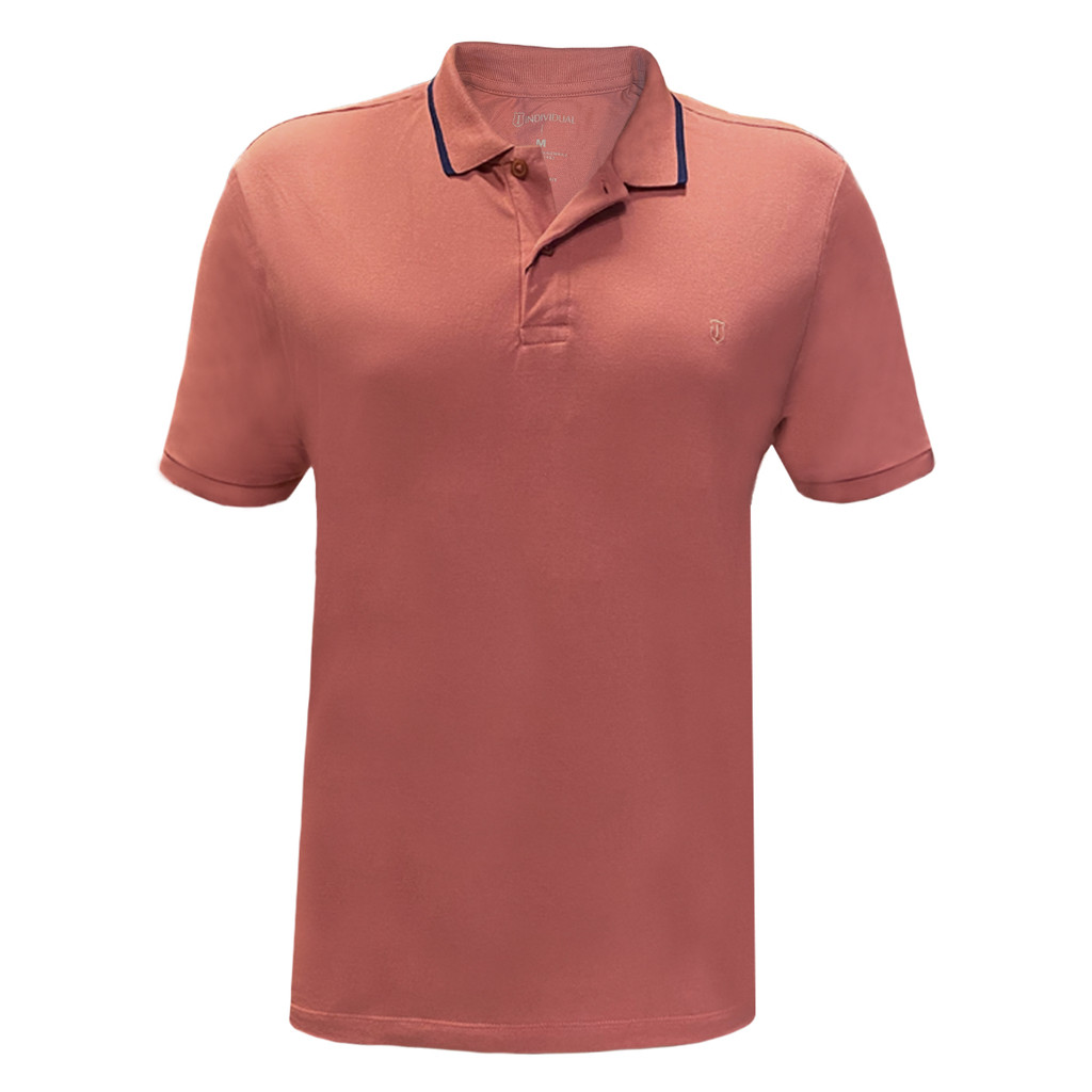 Camiseta Polo Vermelho Individual Comfort Fit Friso