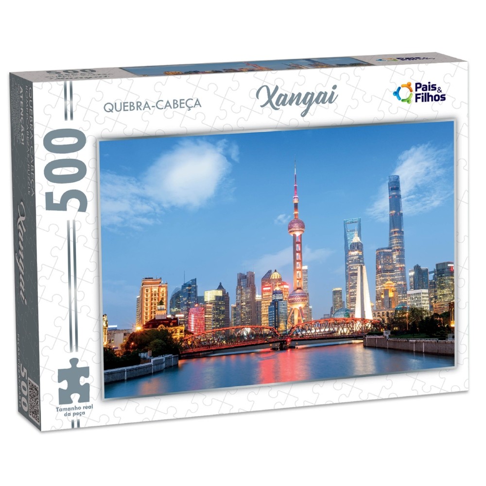 QUEBRA CABEÇA XANGAI 500 PEÇAS PAIS E FILHOS PUZZLE PAISAGEM PONTOS TURÍSTICOS CHINA ÁSIA PRÉDIOS em Oferta na Shopee