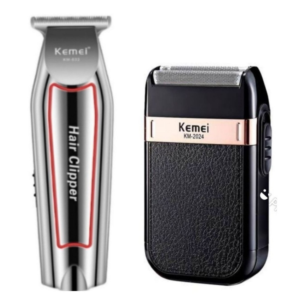 Kit Maquina de cortar cabelo + maquina acabamento Shaver 2024 + 032 Kemei Bivolt