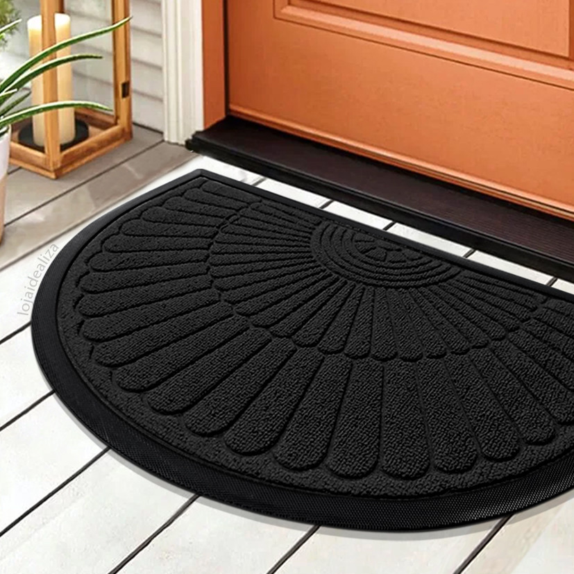 1 Tapete Porta Capacho Naska Meia Lua Antiderrapante 40X60pt