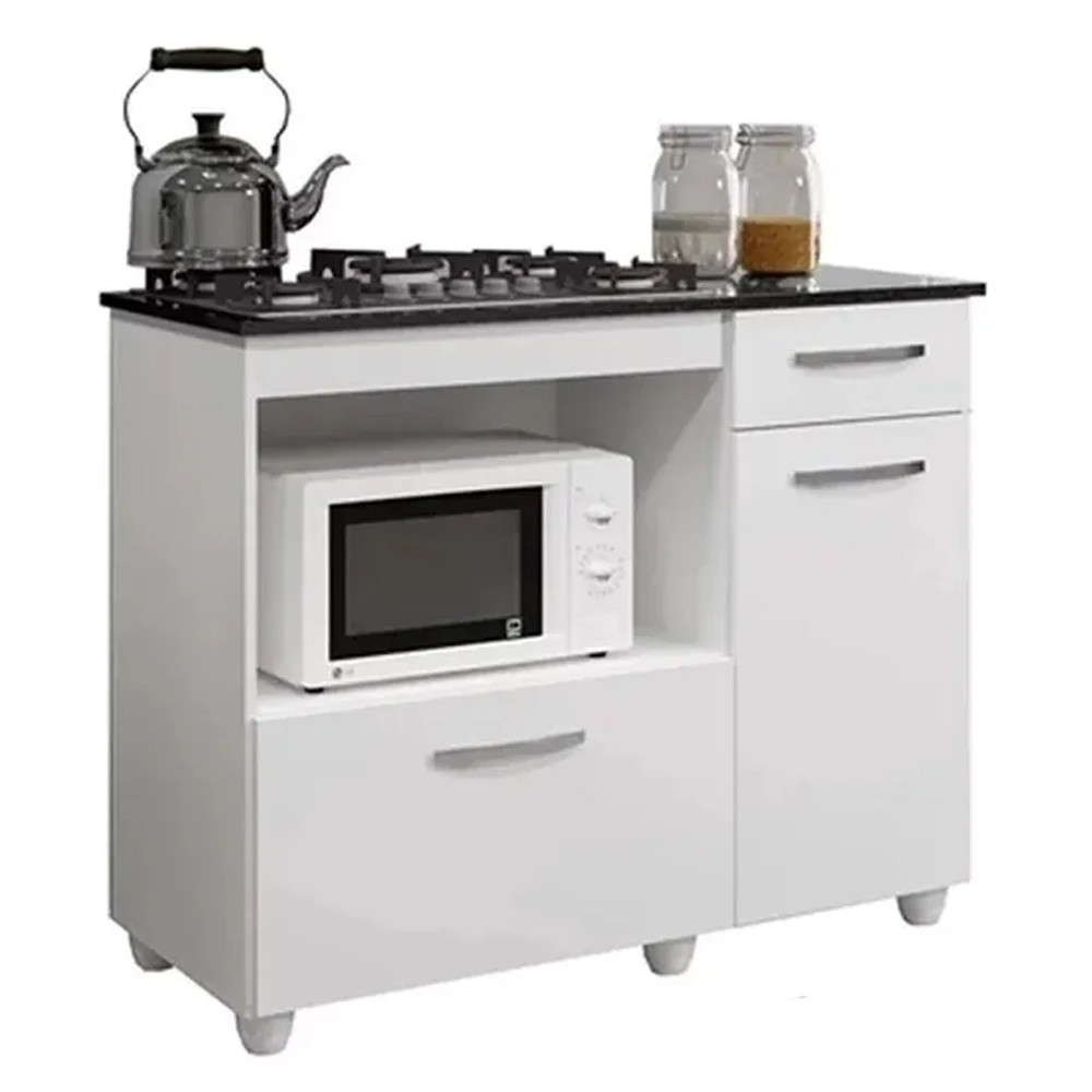 Balcao Para Cooktop Violeta 5 Bocas Branco - Kaiki Moveis - Home & Living
