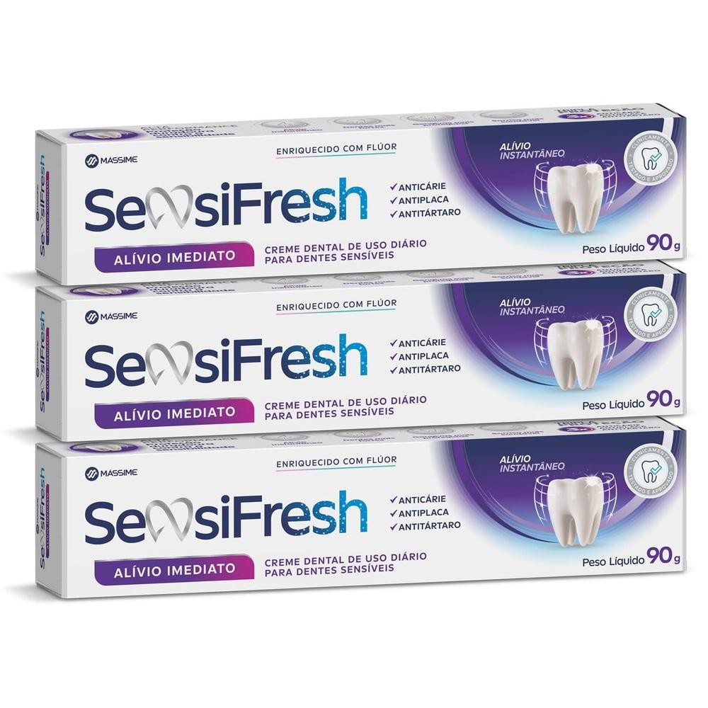 Kit 3 und Creme Dental Sensifresh Alivio Imediato 90g em Oferta na Shopee