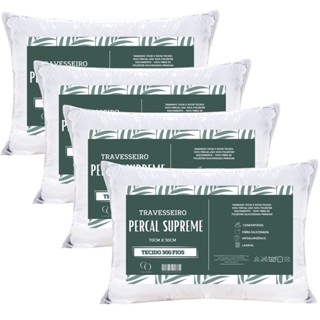 Kit 4 Travesseiro Antialérgico Supreme Padrão Hotel 300 Fios Antialérgico 70x50cm Fibra Si...