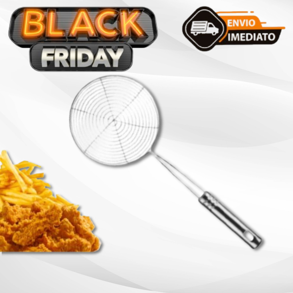 Escumadeira Para Fritura em Aço Inox De Pastel Batata Salgado Peneira Resistente Para Cozinha Envio Imediato