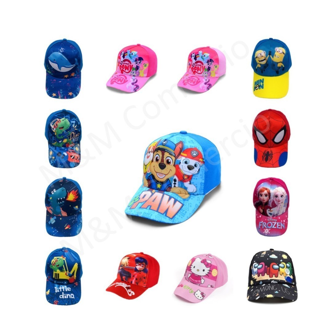 Boné Infantil Chapéu Menina Menino Personagem Disney Marvel Homem Aranha Patrulha Canina Barbie Moda Praia