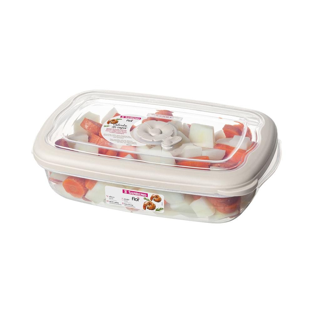 Pote Plástico Retangular Hermético Cappuccino 1,26L Flor Sanremo - Home & Living