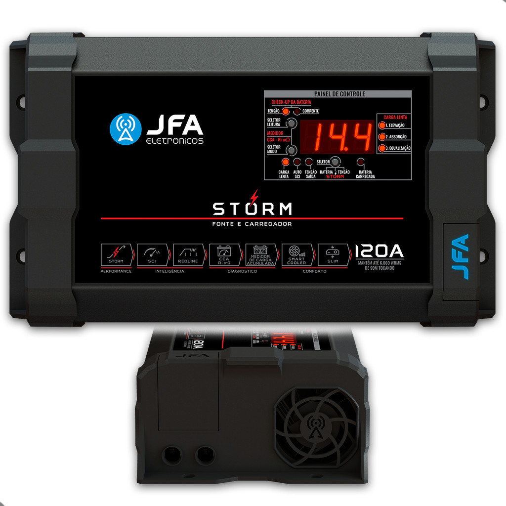 Fonte Carregador de Bateria JFA Storm 120A 127/220v Bivolt Automático - Spare Parts and Accessories for Vehicles