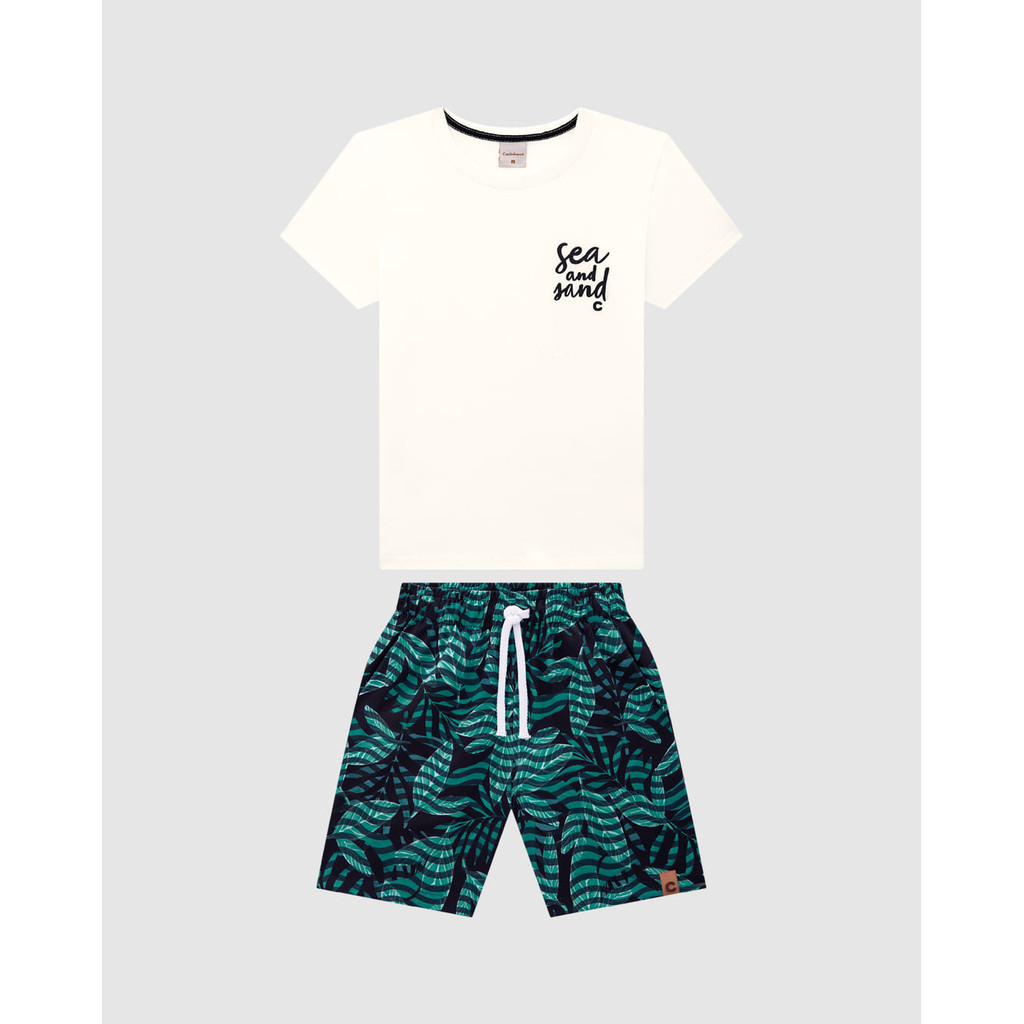 Conjunto Menino Camiseta Sea And Sand Em Algodão - Carinhoso em Oferta na Shopee