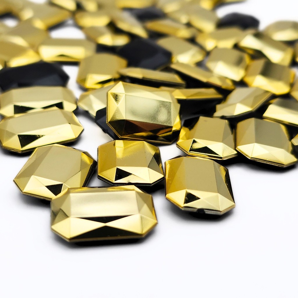 Chaton Retangular 13x18mm - Dourado Metalizado - Base Irregular em Oferta na Shopee