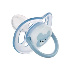 Chupeta Decorada Urso Azul Bico Silicone Menino Bebê Plasútil