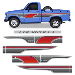 Faixa D20 Chevrolet Cabine Simples 1996 Adesivos Vermelho