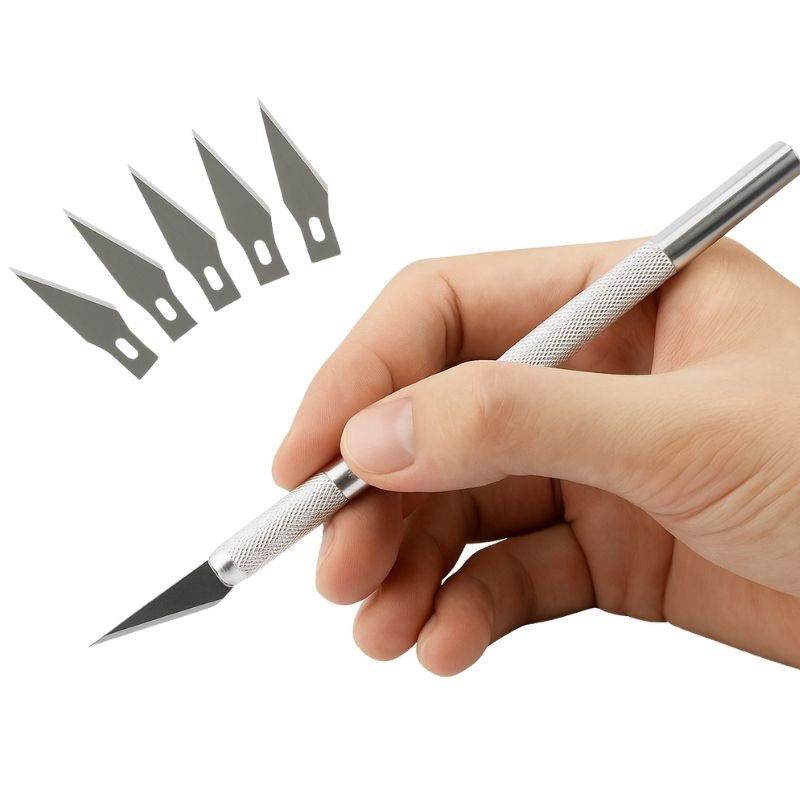 Estilete De Precisão Para Corte Bisturi + 5 Lâminas em Oferta na Shopee