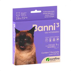 Banni 3 Gatos 2,6 a 7,5Kg Ourofino - 1 Pipeta