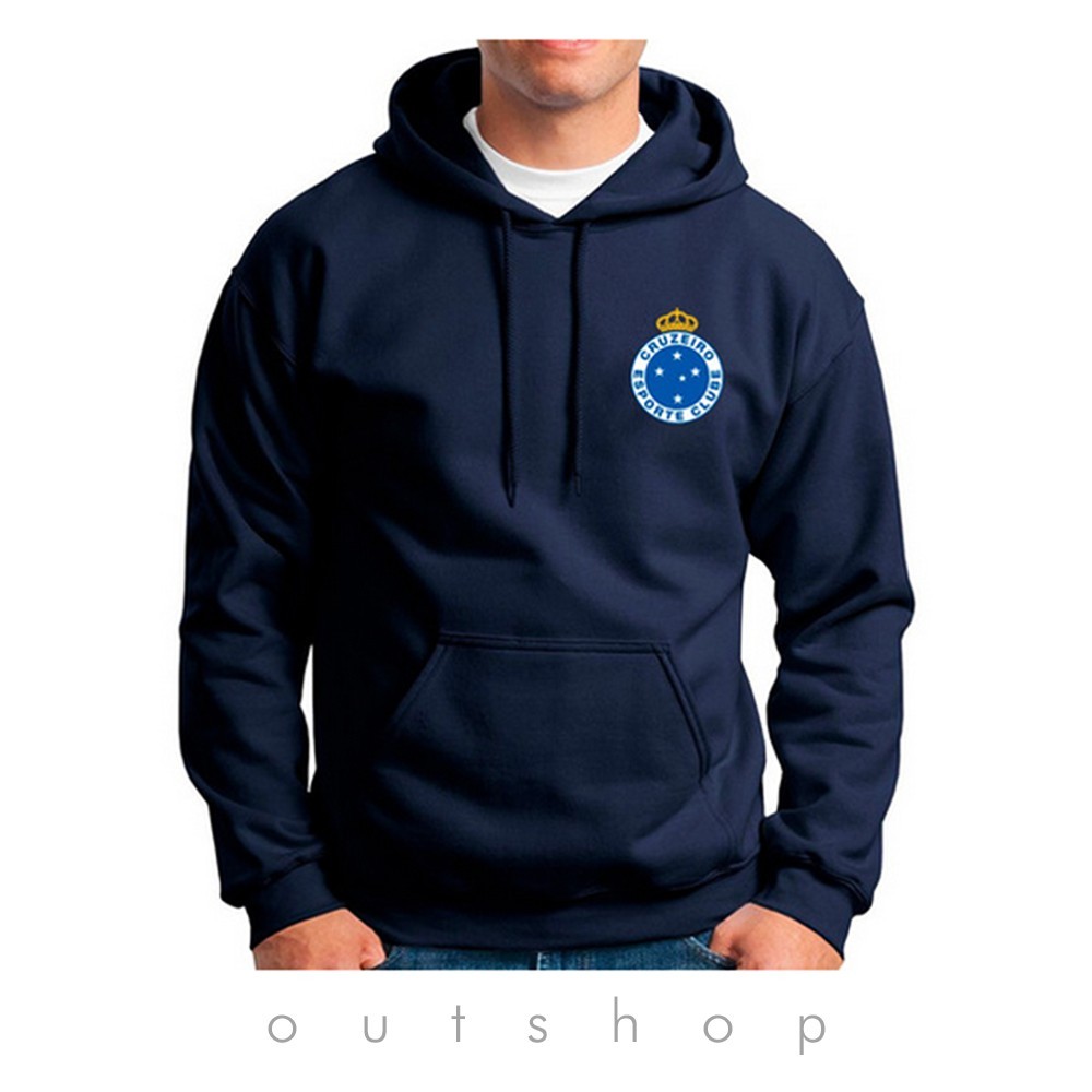Moletom Canguru Cruzeiro Blusa de Frio Esportiva Logo Time Futebol