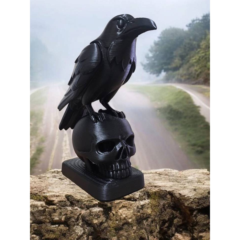 Estatua Corvo na Caveira - Decoração Ocultismo em impressão 3D em Oferta na Shopee