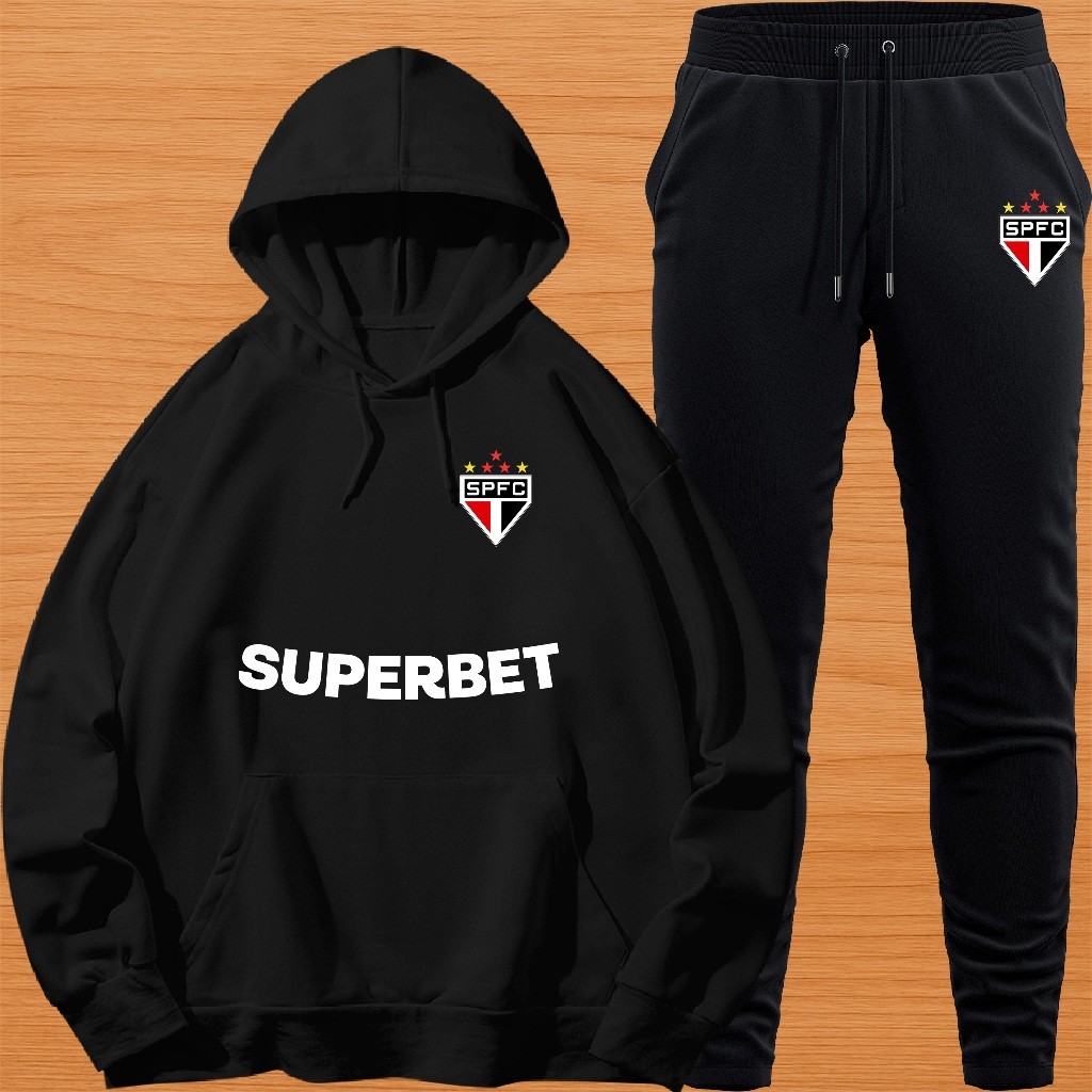 Conjunto Moletom Unissex Adulto Blusa de Frio Canguru e Calça Personalizada Estampa TIMES BRASILEIRO SP em Oferta na Shopee