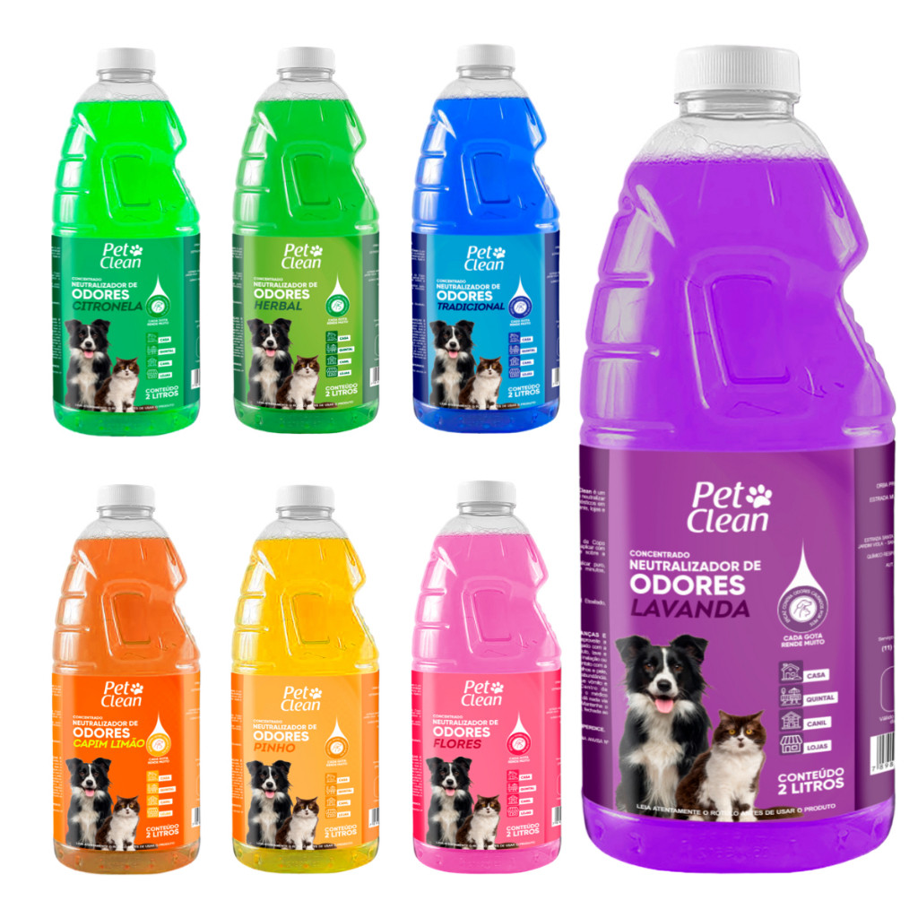 Desinfetante eliminador de odor pet caes gatos diversas fragrancias 2 Litros - Pet Clean