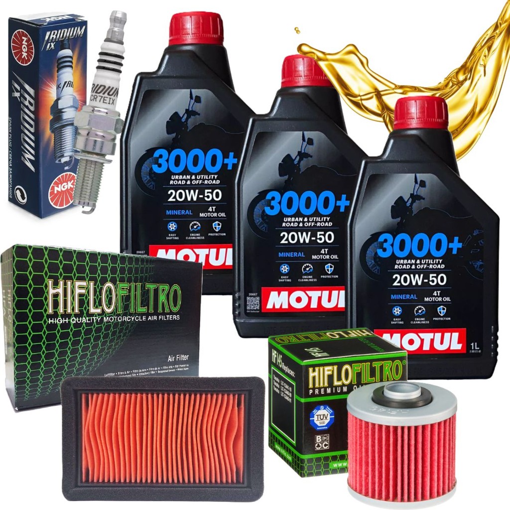 Kit Revisão Xt 660r / Mt 03 660 Motul 3000+ 20w50 Filtros Hiflo + Vela Iridium Ngk