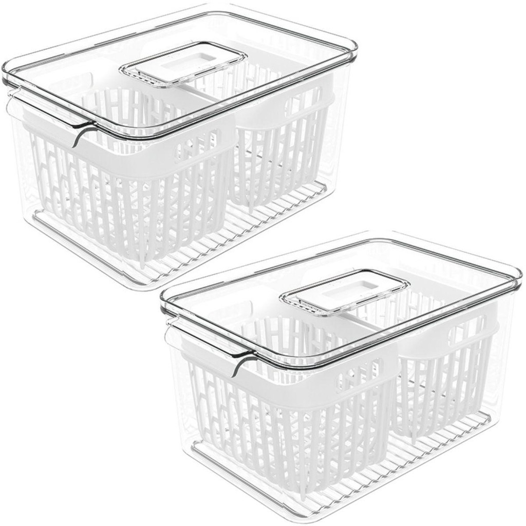 Kit 2 Organizadores de Geladeira 3,2L Cestos Escorredor Dry Multiuso Coza Pequeno