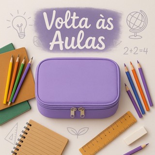 Estojo Escolar Box 100 Pens lilas em Oferta na Shopee