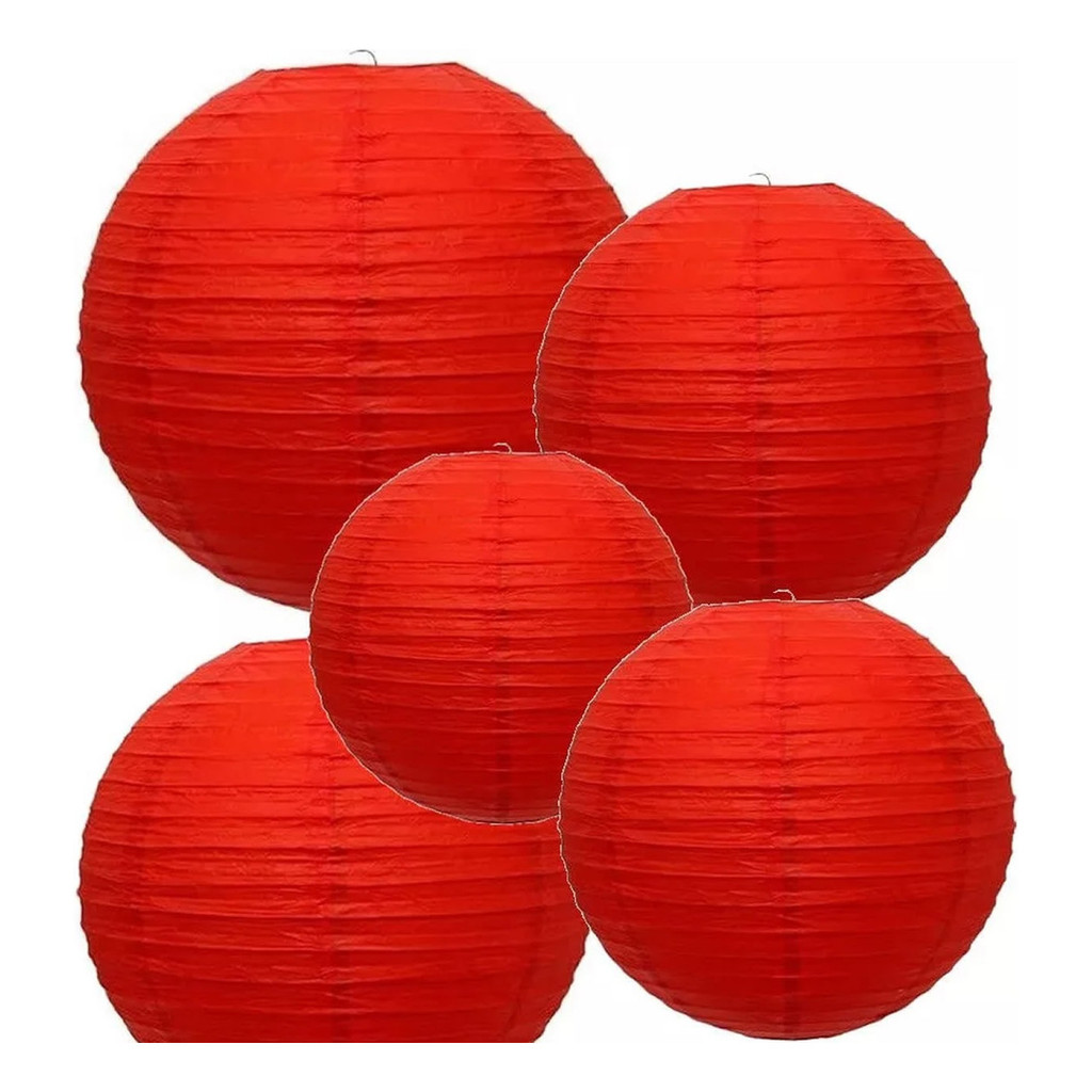 Kit 5 Cúpula Lanterna Japonesa Lanterna Chinesa 30cm Papel em Oferta na Shopee