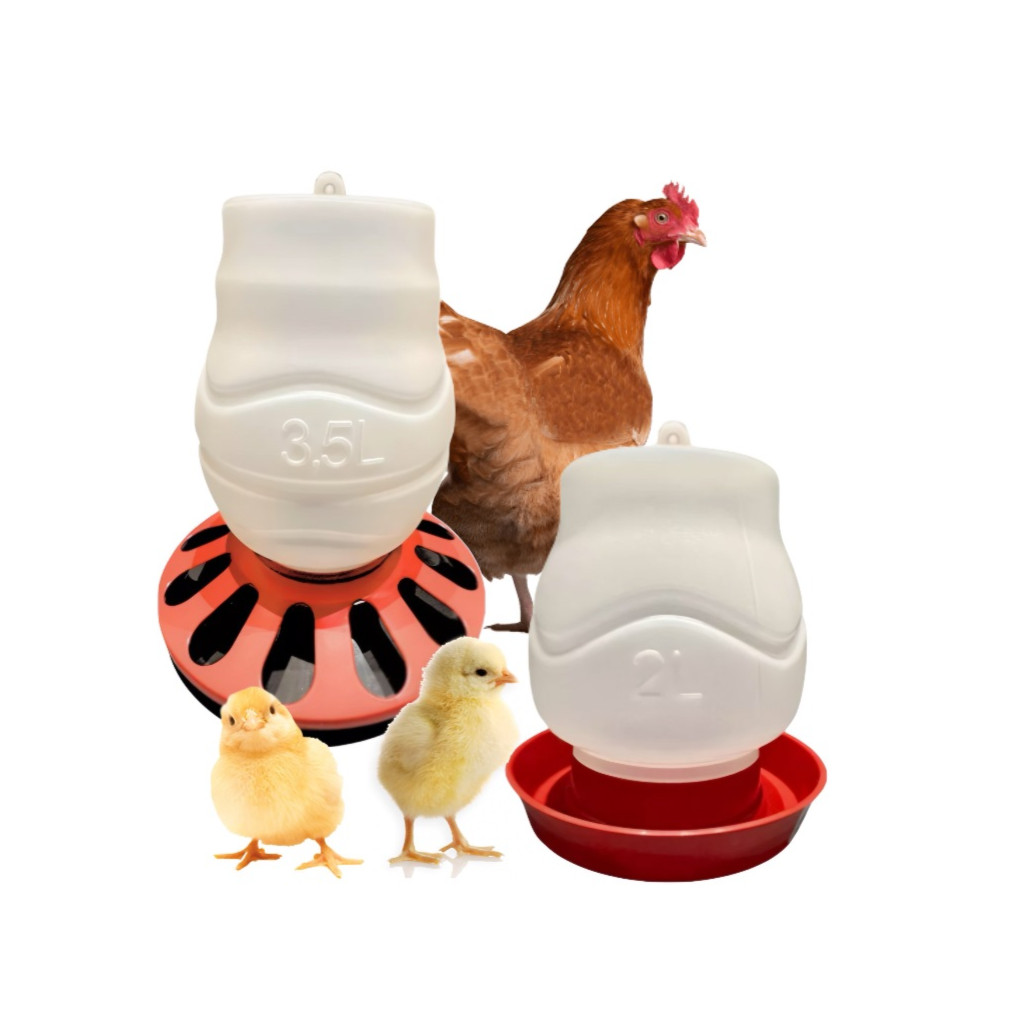 Kit Comedouro 3,5kg Automatico e Bebedouro 2lts Aves Galinha Frango Pintinho Marreco Pato Galinheiro Granja Criação