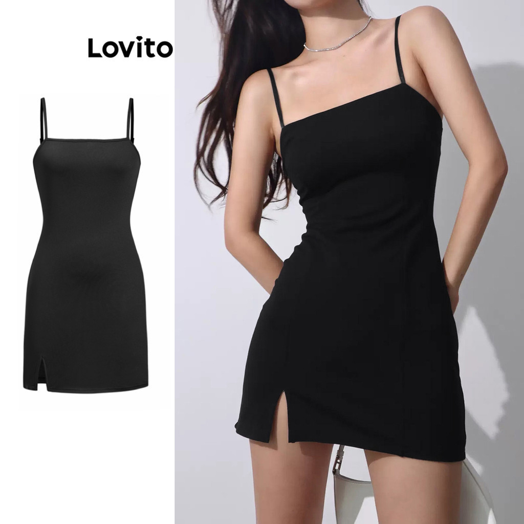 Lovito Vestido Elegante Vestido Liso Dividido Para Mulheres L91ED394 - Women Clothes