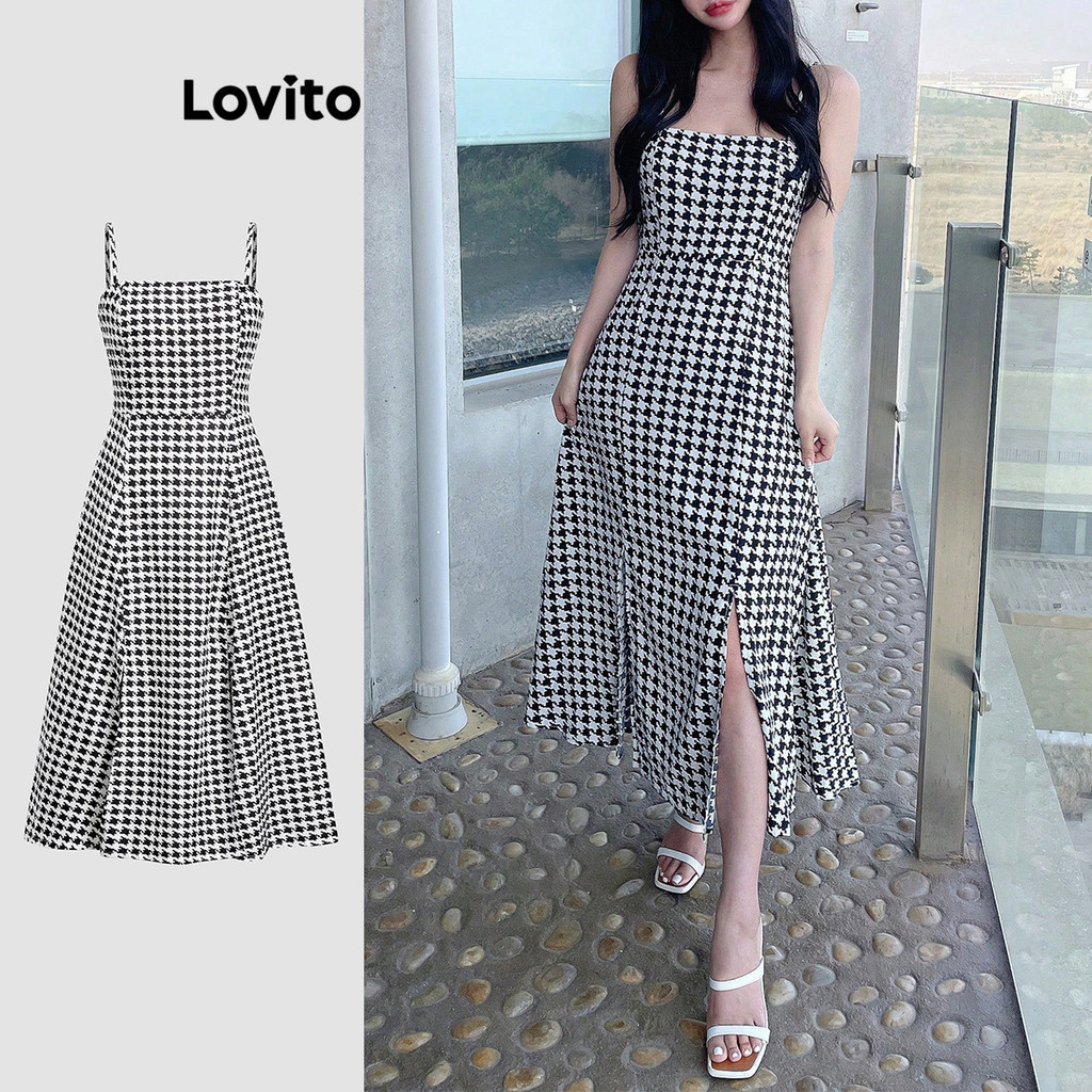 Lovito Vestido casual com padrão geométrico para mulheres L118ED188