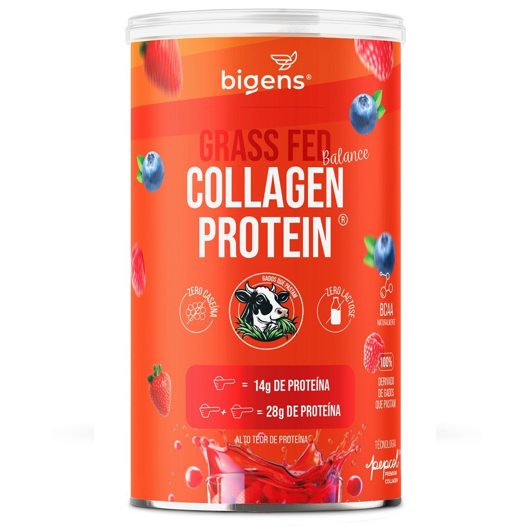 Grass Fed Balance Collagen Protein® 28g Proteína | Colágeno Pepcol® | Frutas Vermelhas | 560g Bigens em Oferta na Shopee