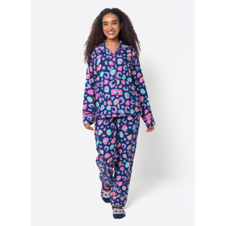 Pijama Manga Longa Viscose Feminino Onça - Puket em Oferta na Shopee
