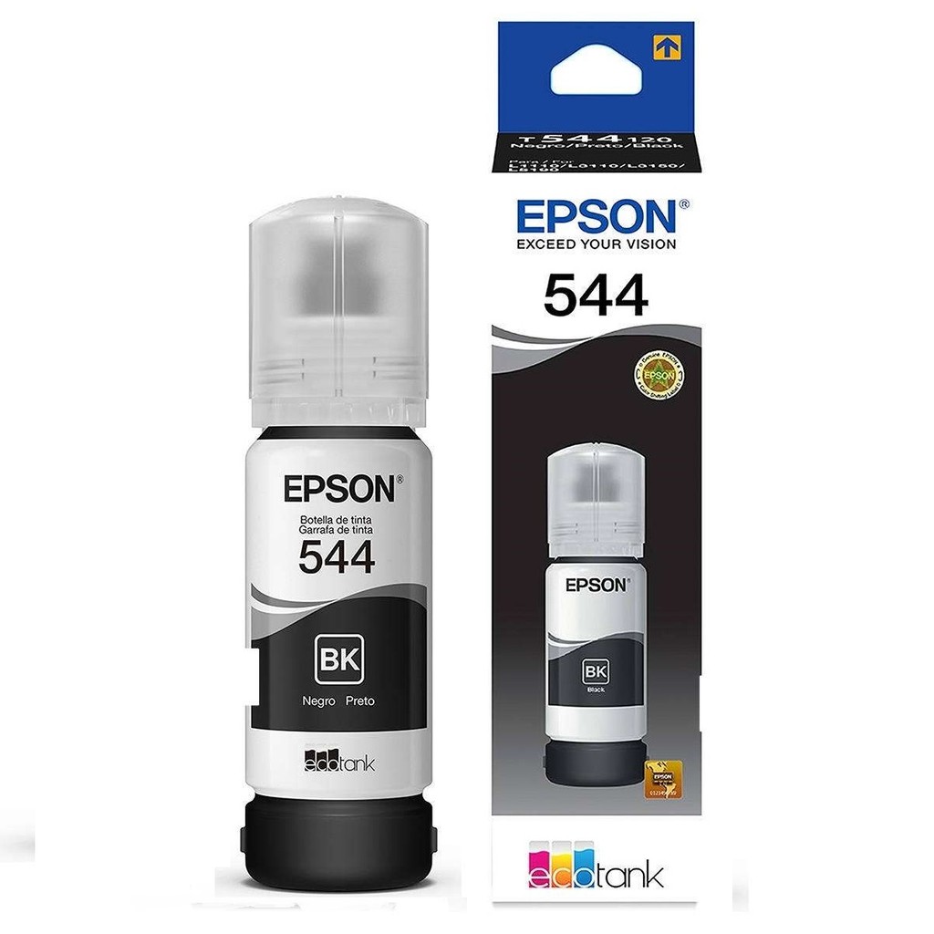 Garrafa de tinta EPSON T544120 T544 544 Preto Refil para L1110 L6110 L3150 L3160 L5190