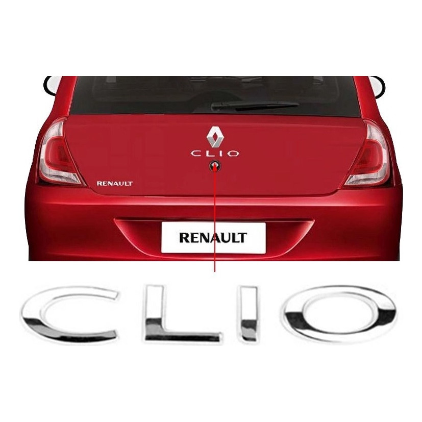 Emblema Letreiro Clio Cromado p/ Mala Clio de  2013 A 2017