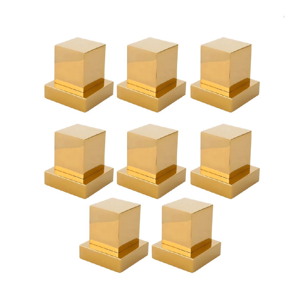 Kit 8 Acabamentos para Registro Quadrado 1/2 3/4 Metal Dourado