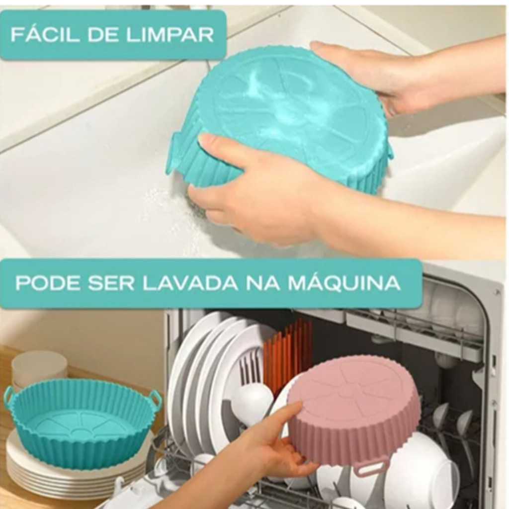 Forma Air Fryer fritadeira forno decoração cozinha AirFryer silicone Com Alça Micro ondas — imagem 2 de 2