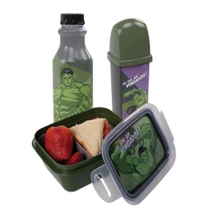 Kit Lancheira Hulk 1 Pote Marmita com Divisória 1 Garrafa 1 Dental Case Plasútil