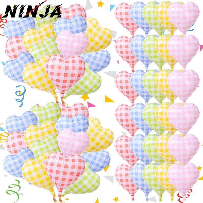 Balão Xadrez De Coração Estilo INS-Suprimentos Para Festa De Aniversário-Decoração De Dos Namorados-Adereços De Atmosfer