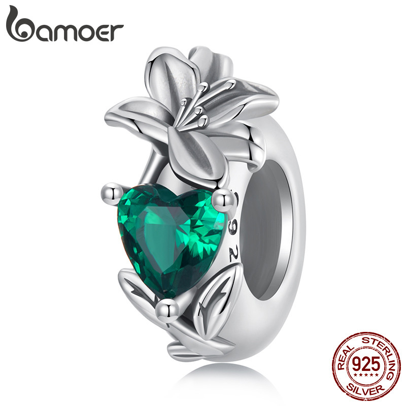 Bamoer 925 Sterling Sliver Charm Doze Birthstones-Lily Pingente Presentes DIY Para Pulseira