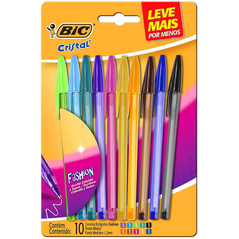 Caneta esferográfica Cristal Fashion 1.2 com 10 unidades 930813 Bic - Stationery