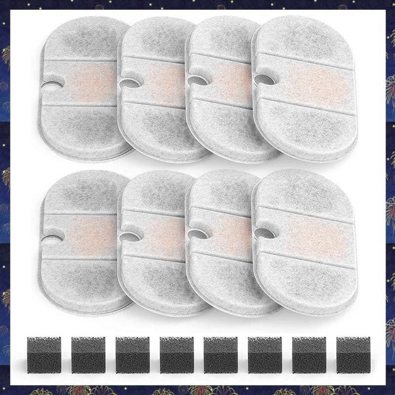 (Pwxs) Filtros De Fonte De Água Para Gatos De Substituição Animais De Estimação Cápsula 71oz/2.1L Dispensadores 8 + 8