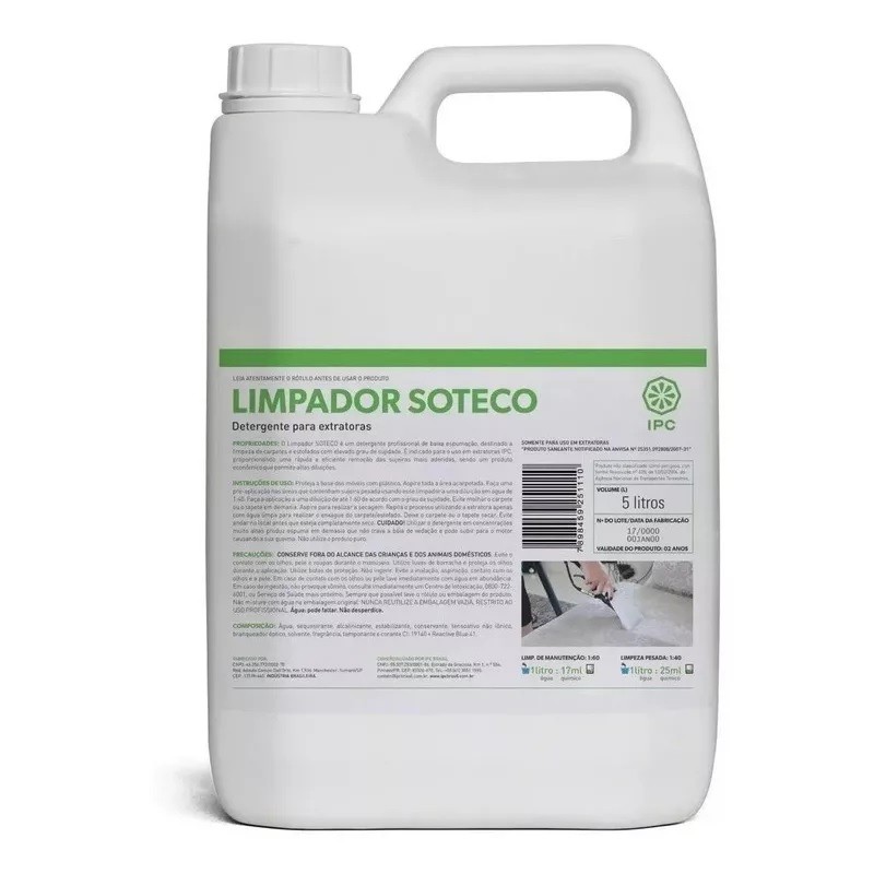 Detergente Limpador Para Extratora 5 Litros Sbn4171 Ipc em Oferta na Shopee