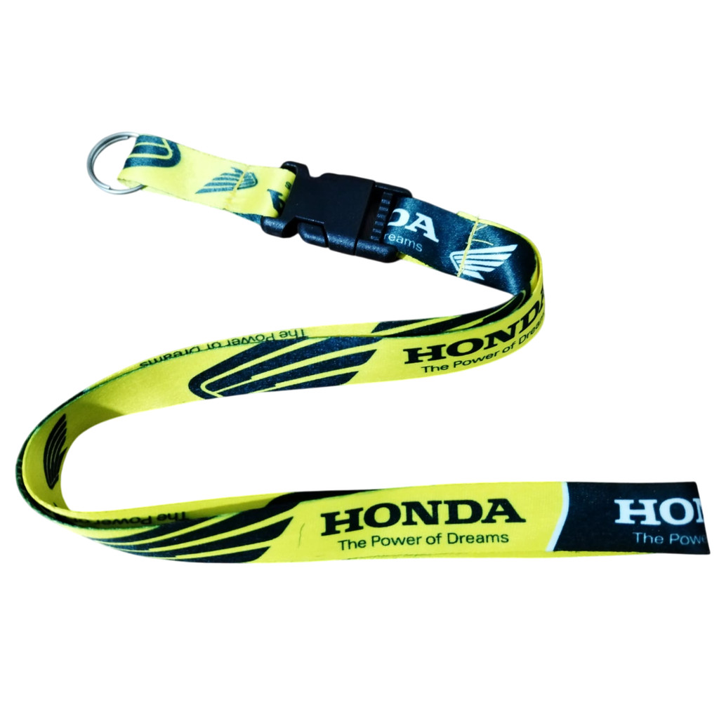 Kit 2 Cordão Engate Saque Rápido Honda THE POWER OF DREAMS Amarelo P/ Chave de Moto e Crachá Motoboy