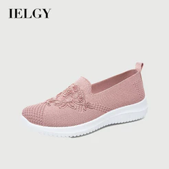 IELGY Sapatos Femininos De Quatro Cores De Verão Novos De Pano Bordados Sem Cadarço
