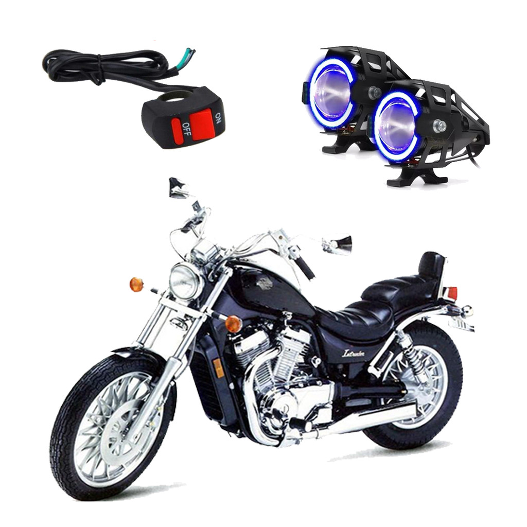 Par Farol de Milha Angel Eye U7 Azul Moto Suzuki Intruder Vs 800 Glp 1994 1995 1996 1997 1998 1999 2000 Até 2003