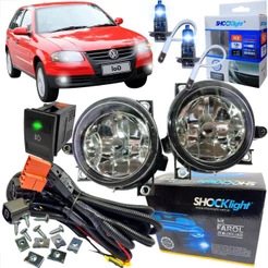 KIT FAROL DE MILHA LINHA VOLKSWAGEN G4 GOL PARATI SAVEIRO DE 2006 ATÉ 2009 + LÂMPADA SUPER BRANCA COM BOTÃO