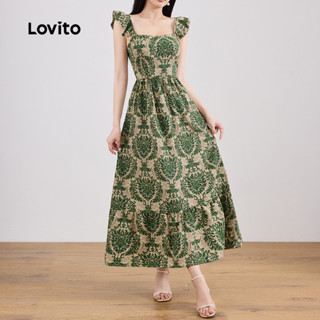 Lovito Vestido Boho com estampa Tribal e babados para mulheres L129ED445 em Oferta na Shopee