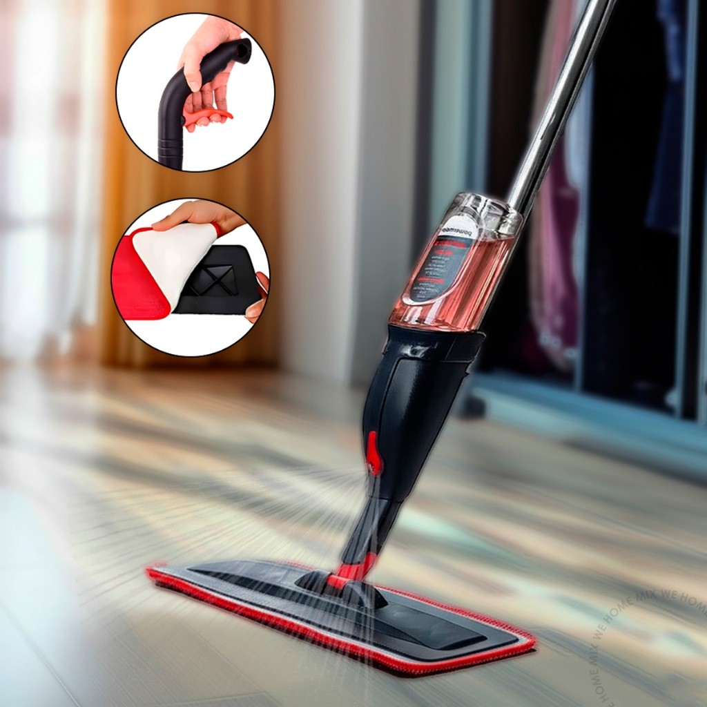 Kit Mop Spray Rodo Inteligente Com Reservatório Limpeza Flash Microfibra Esfregão Mágico F...